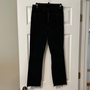 Mother “The Hustler Ankle Fray” Size 28 Black “Not Guilty” Frayed Hem Jeans